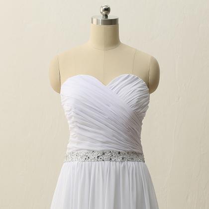 Sweetheart Ruched Chiffon A-line Wedding Dress..