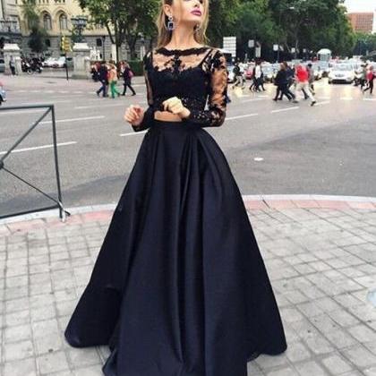 2 Sets Long Sleeves Lace With Satin Gown Skirt..