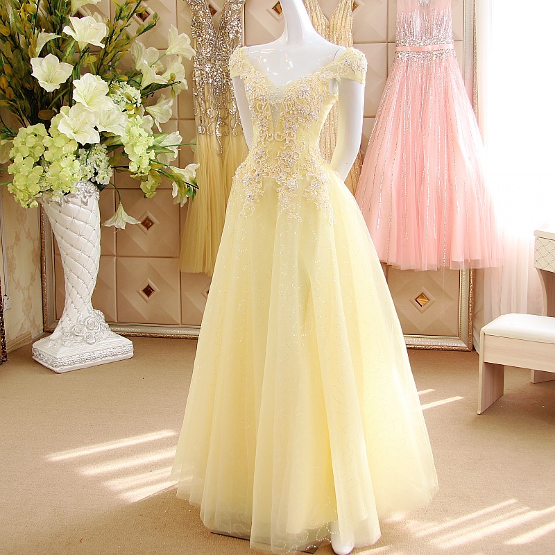 pastel yellow gown