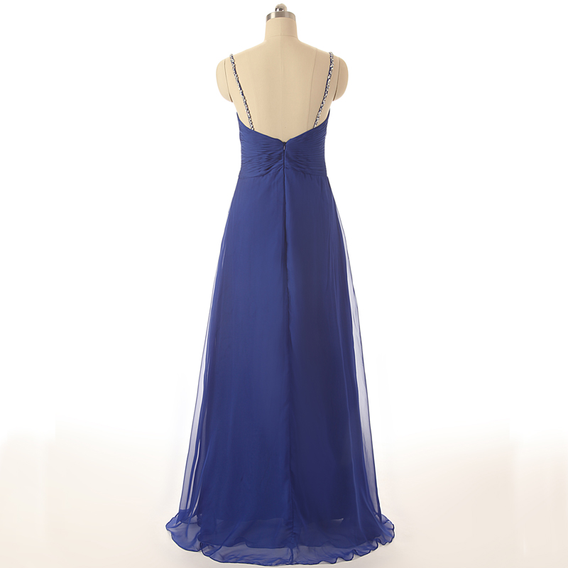 A Line Straps Beading Long Chiffon Dresses LBQ3461