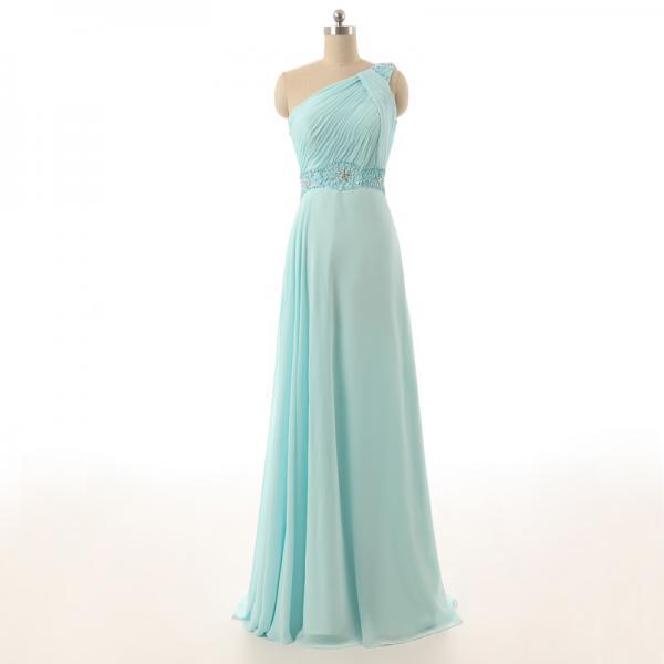 Floor Length Chiffon Prom Dress With One Shoulder Ruched Bodice And ...