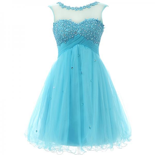 See Through Upper Bodice With Beads Appliques Ruffles Skirt Short Party ...