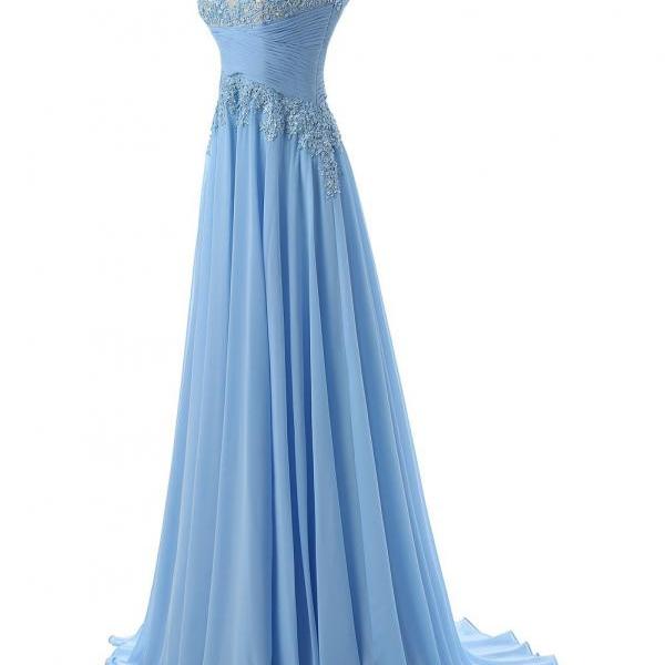 Chiffon Floor Length A-line Evening Dress Featuring Lace Appliqués And ...