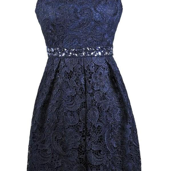 Sleeveless Lace Midi Dress With Crystal Embellishments on Luulla