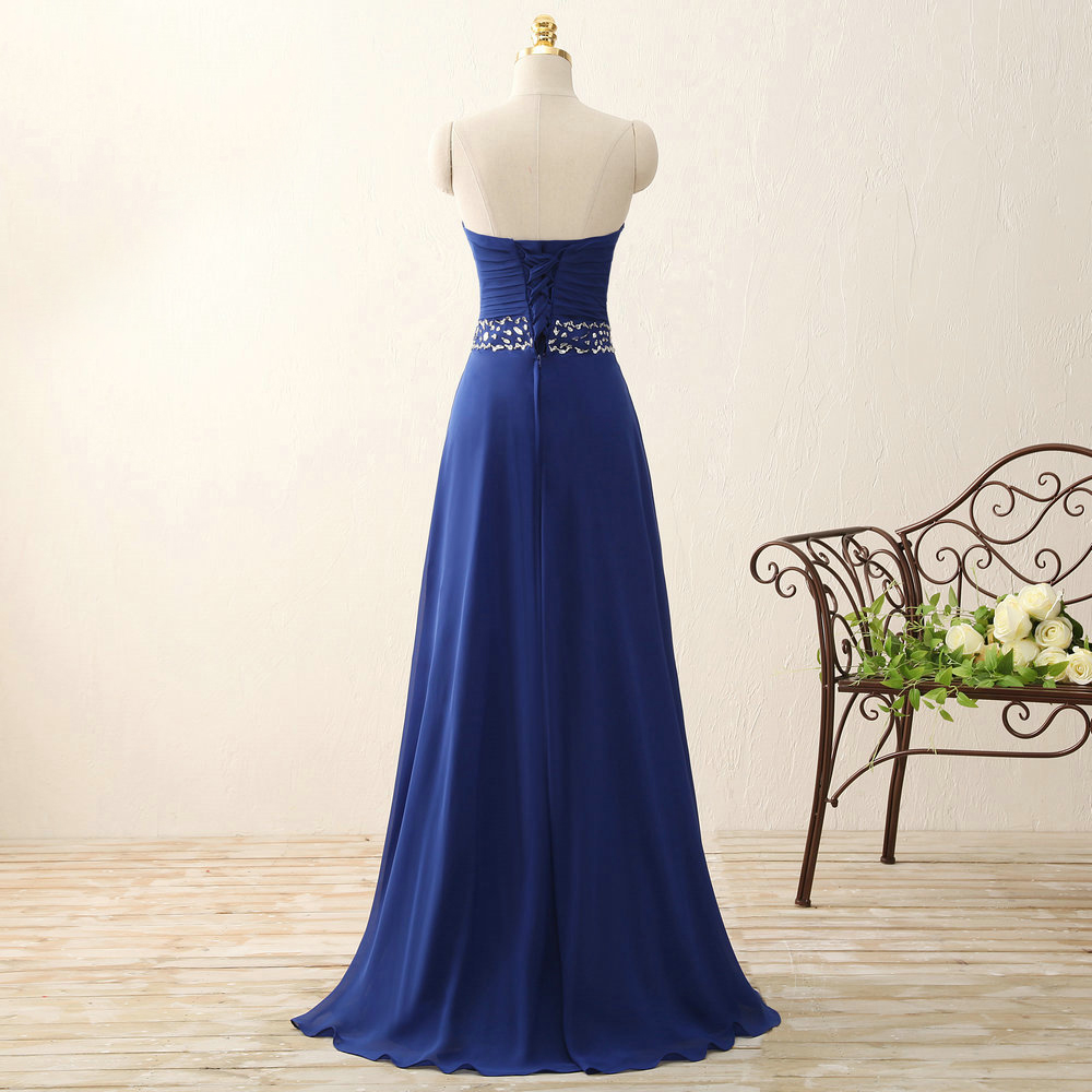 Charming Long Satin Strapless Sleevesless A-Line Prom Dress With Beading