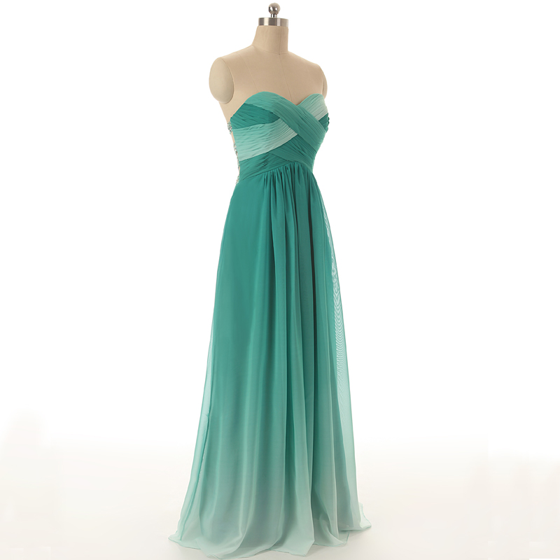 Sexy Back With Beads Pleated Sweetheart Neck Gradually Changing Color ...