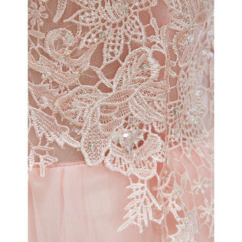 Illusion Neckline Lace and Tulle Long Dress Burgundy